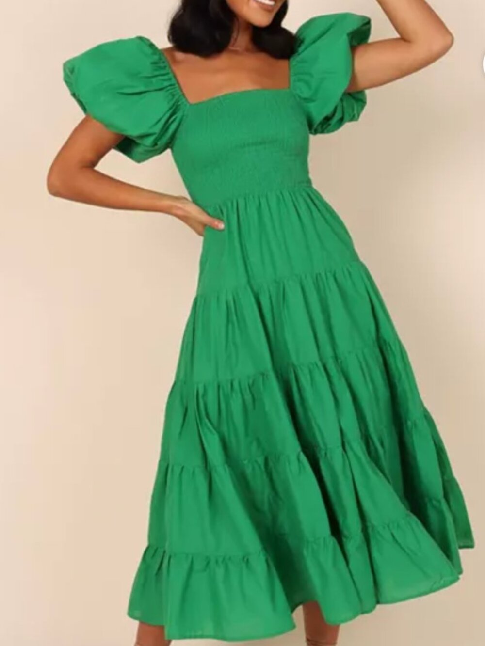 Petal and Pup Women's Morgan Tiered Dress Green